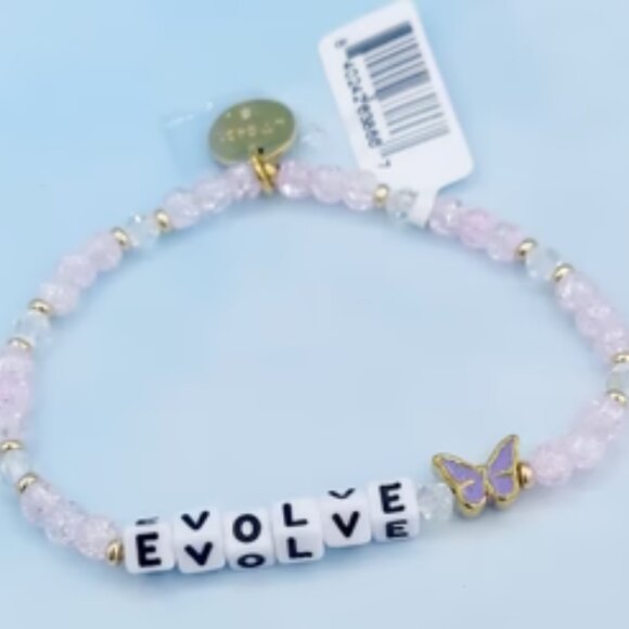 BNWT Little Words Project “Evolve” White Beaded Butterfly Bracelet - Picture 4 of 4
